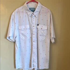 DIXXON White Casual Button Down Shirt with Short Sleeves